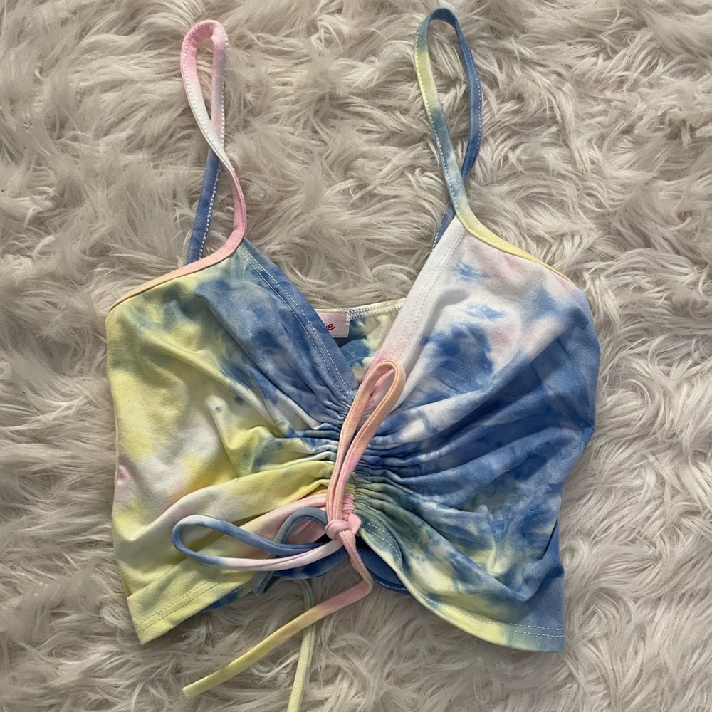Ruched Tie-Dye Crop Top